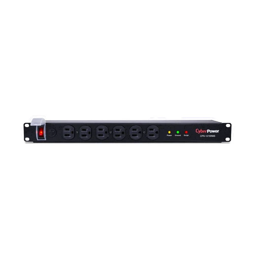 CyberPower CPS1215RMS Surge Protector, 120V/15A, 12 Outlets, 15 ft Power Cord, 1U Rackmount