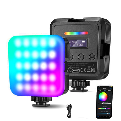 NEEWER RGB62 Magnetic RGB Video Light with Upgraded APP Control, 360° Full Color LED Camera Light with 3 Cold Shoes CRI97+ 2500K-8500K 17 Scenes 2000mAh Rechargeable Portable Photography Lighting