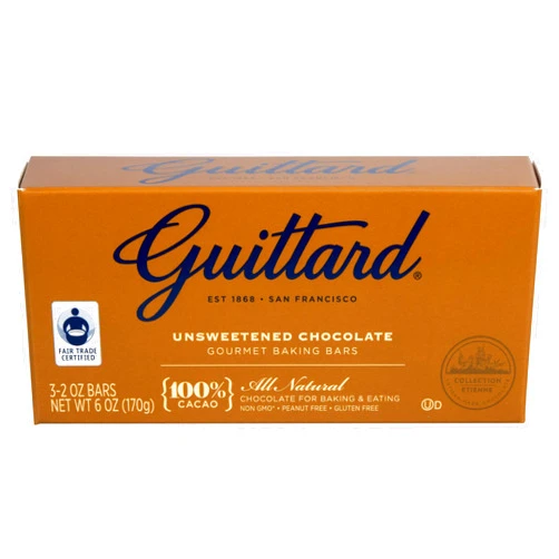 Guittard Chocolate Gourmet Baking Bars, Unsweetened Chocolate, 6 Ounce (Pack of 12)
