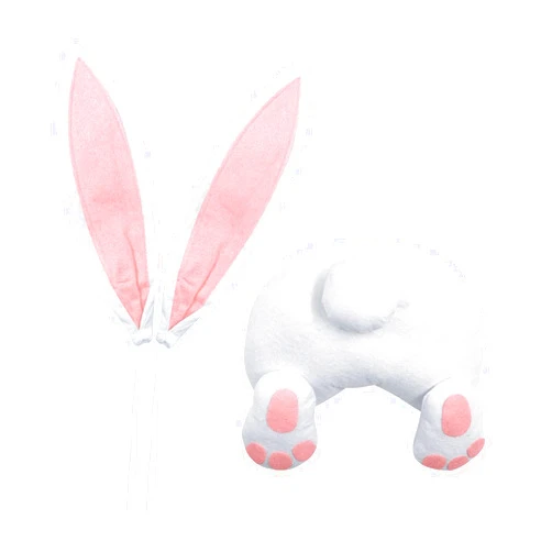 Amagogo Easter Decorations Bunny Butt and Ears Plush Embellishment Set for Door Wreath Decor, Cute Butt with Ears Wreath Attachment for Easter Hanging Welcome Sign Supplies, B Pink