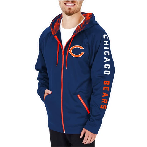 Zubaz Men's NFL Team Color Full Zip Hoodie with Camo Lines Details, Football Hooded Sweatshirt