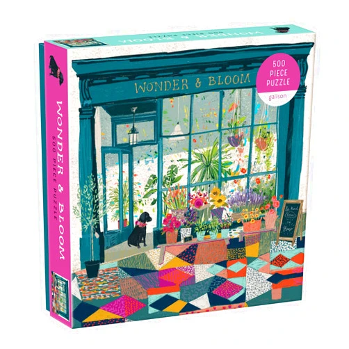Galison Wonder & Bloom Puzzle, 500 Pieces, 20”x20” – Brightly Colored Scene of a Welcoming Local Plant Shop – Challenging, Perfect for Family Fun, Multicolor