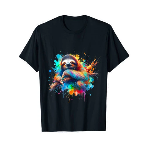 Colorful Splashes Of Paint a Sloth Sloth Art Splashes Of Paint, Abstract Colorful T-Shirt