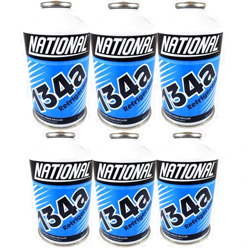 Wuiil National Refrigerant R134a for MVAC use in a 12-Ounce Self-Sealing Container, Pack of 6
