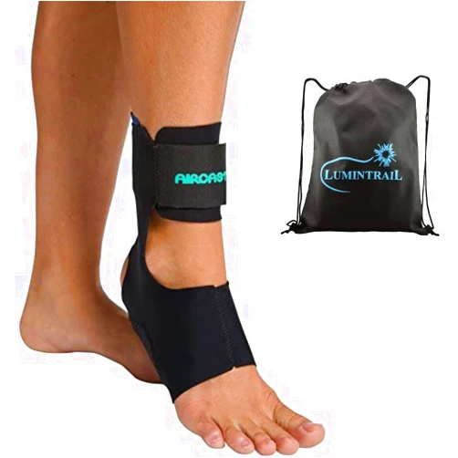 Lumintrail Air Cast Airheel Ankle Brace for Ankle Support, Fits Left & Right Foot, Support Brace for Achilles Tendonitis and Plantar Fasciitis, with 2 Removable Stabilizer, Medium, with a Lumintrail Drawstring Bag