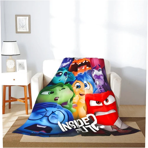 Generic Inside Cartoon Blankets Out 2 Boys Throws Blanket Soft Lightweight Plush Cozy Cartoon Blanket for Bed Sofa Emotion All Seasons