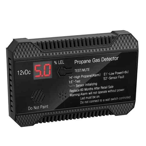 Funomo RV Propane Gas Detector, 85dB Loud Alarm DC 12V, Mini Compact Design RV Propane Alarm for Trailer, Camper, Motorhome, Motorcoach (Black)