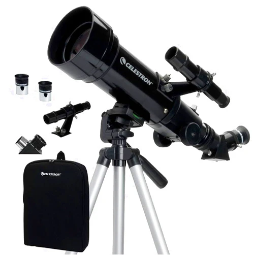 Celestron Travel Scope 70 Portable Refractor Telescope – 70mm Aperture, Fully-Coated Glass Optics – Includes Tripod, Backpack & Software – Ideal for Beginners & Travel