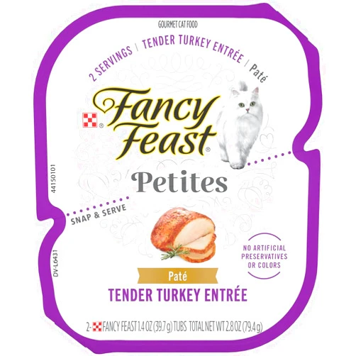 The Drayce Place Fancy Feast Gourmet Grain-Free Meals Wet Cat Food Pate and Gravy Petites 10 Twin Pack Trays, 20 Servings (Tender Turkey Pate)