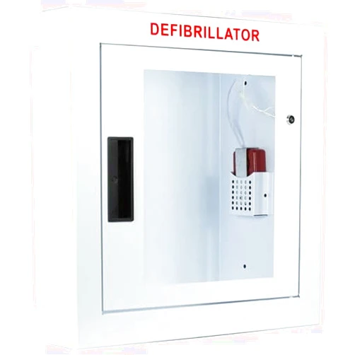 CUBIX SAFETY Semi-Recessed, Alarmed AED Cabinet, Large. Fits All Defibrillators on The Market. Measures 16