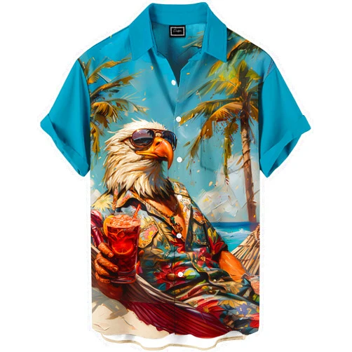 DADDYLOCO Men's Hawaiian Shirt Button Down Funny Printed Casual Short Sleeve Summer Beach Party BBQ Shirts