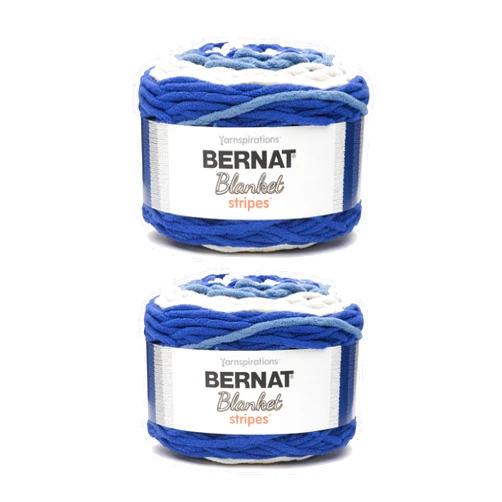 Bernat Blanket Stripes Cape Cod Yarn - 2 Pack of 300g/10.5oz - Polyester - 6 Super Bulky - 220 Yards - Knitting, Crocheting & Crafts, Chunky Chenille Yarn