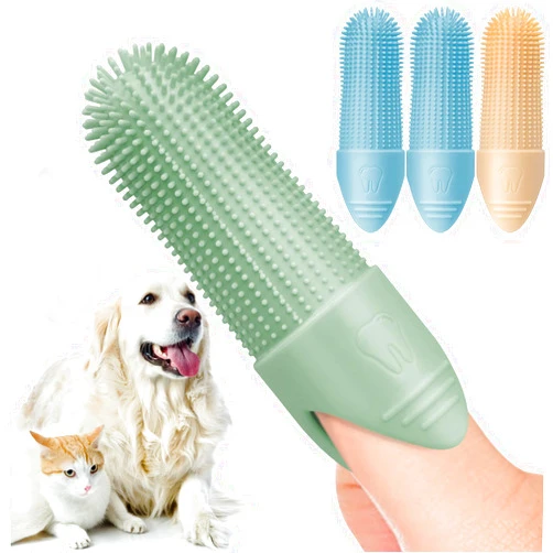 Duckart Dog Toothbrush, 4 Pack Dog Tooth Brush, 360° Cleaning Finger Toothbrush for Dogs, Food Grade Silicone Dog Finger Toothbrush Fits Most Fingers, Toothbrush for Dogs & Cats Dental Care