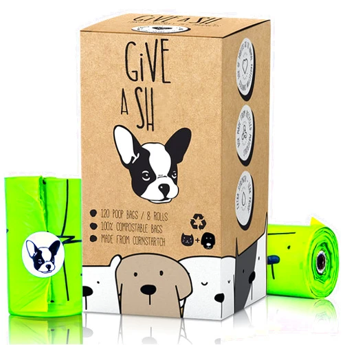 G.A.S 100% Certified Home Compostable Dog Poop Bags - 10% to Charity - ASTM D6400 & EN 13432 Compliant Dog Waste Bags - 120 Bags - 8 x Rolls of Plant Based Compostable Poop Bags - Thick Doggie Poop Bags