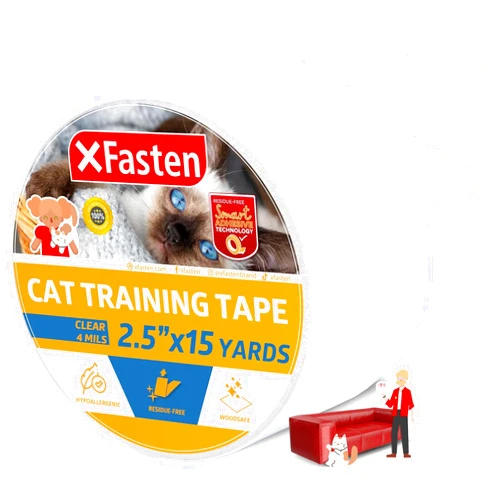 XFasten Anti-Scratch Cat Training Tape, Clear, 2.5-Inches x 15 Yards (Single Roll)