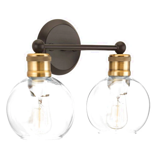 Progress Lighting Hansford Collection 2-Light Clear Glass Coastal Bath Vanity Light Antique Bronze