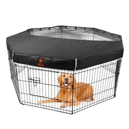 PJYuCien Dog Playpen Mesh Top Cover, Fits 24 Inch 8 Panels Regular Octagon Metal Exercise Pet Pen, Adhesive Tape Connections, Black (Note: Cover Only, Fence Not Included)