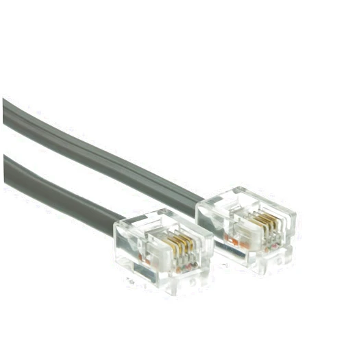 CableWholesale 50 feet Telephone Cord (Data), RJ11 Gold Plated Connectors, 6P / 4C, Silver Satin, 28AWG, Straight, RJ11 Phone Cable