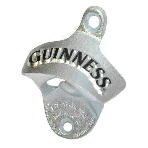 Guinness Wall Mounted Bottle Opener - Metal Bottle Cap Remover for Bar or Kitchen (Black)