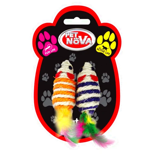Pet Nova Cat Toy Mouse Set 2pcs 7x3cm, CAT-SISALMOUSESET-7
