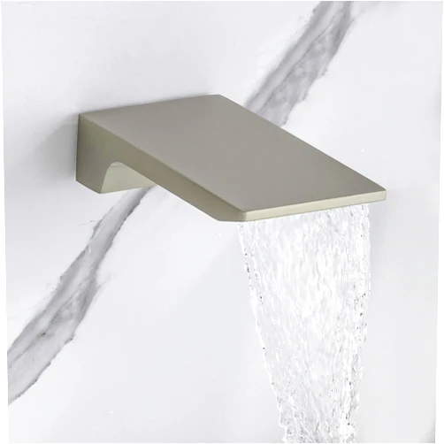 HAMOLER High Flow Waterfall Tub Spout Bathroom Tub Spout for Bathroom Vanity Sink Faucet Spout Wall Mount Waterfall Tub Spout Without Diverter, Brushed Nickel