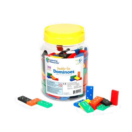 Learning Resources Double-six Dominoes In Bucket, Teaching aids, Math Classroom Accessories, 168 Pieces, Ages 5+