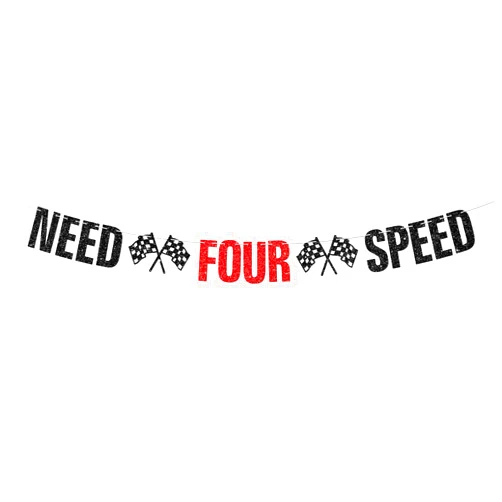 JIFORUI Need Four Speed Banner Racing Theme Party Decorations Banner for Kids Boys Happy 4th Birthday Sign Race Car Four Years Old Birthday Party Supplies