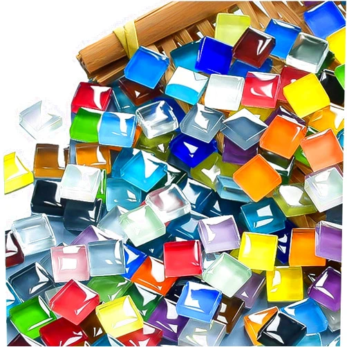 AITINIA DIY Mosaic Tiles for Crafts, Colorful Glass Mosaic Kits for Adults, 350 Pcs Bulk Stained Glass Mosaic Tiles, Children Handmade Art Craft Projects for Home Decoration. (Square Shape)