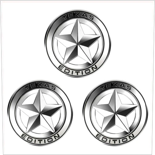 Mr.Brighton LED 3 Count Aluminum Alloy 3D Round Silver+Black Texas Edition Emblem Lone Star Decal Adhesive Sticker Universal Fit Compatible with Chevrolet Silverado Sierra Car Truck Auto