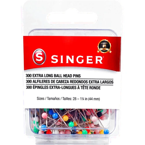 SINGER 00745 X-Long Ball Head Pins, Size 28, 300-Count , Pink