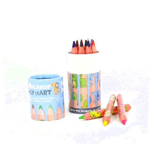 Micador early stART Triangle Colored Pencil Purse Pack For Kids, 12 Vibrant Pencils, Easy Grip, Fine Motor Skill Development, Reduce Screen Time