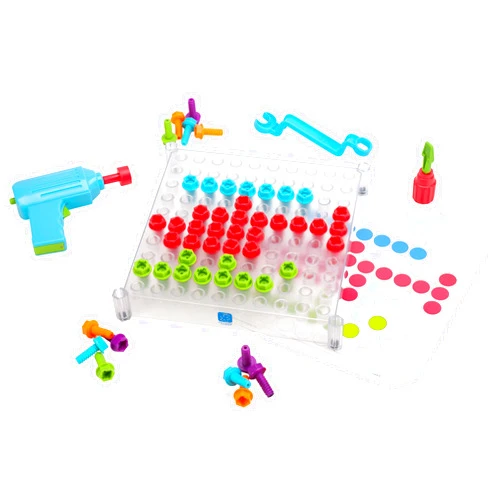 Educational Insights Design & Drill See-Through Creative Workshop: 136 Piece Set with Drill Toy, Kids Drill Sets, STEM Toy, Ages 3+