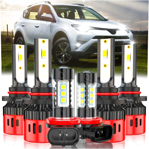 SYJIIP Compatible with TOYOTA RAV4 (2013-2015) Headlight Bulbs, 9005/HB3/H10 Bulbs + H16/H11 Fog Lights Combo, 60W 16000LM 350% Brighter 6000K White, Pack of 6