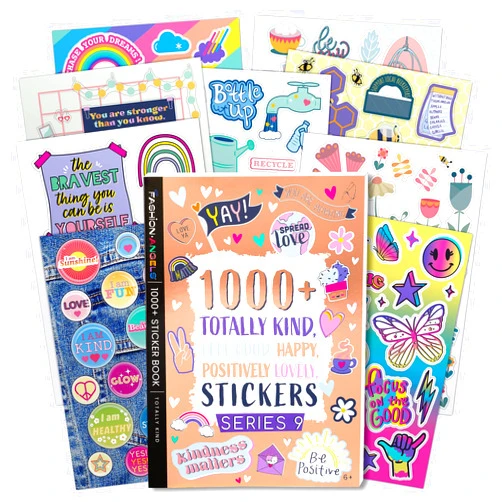 Fashion Angels 1,000+ Totally Kind Sticker Book, Includes Craft Stickers for Kid's Positive Affirmation & Mental Health, Ideal for Accessorizing Notebooks & Journals