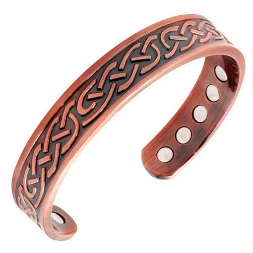 Reevaria Heavyweight Large Copper Celtic Magnetic Cuff Bracelet for Men, with 10 Magnets