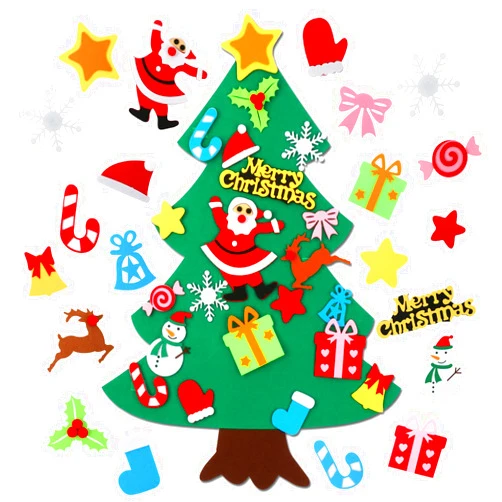 CASA CLAUSI Felt Christmas Tree for Kids DIY Christmas Decorations 2.6ft Xmas Gifts Ideas Kids Party Supplies Home Door Hanging Decor 22 Pcs