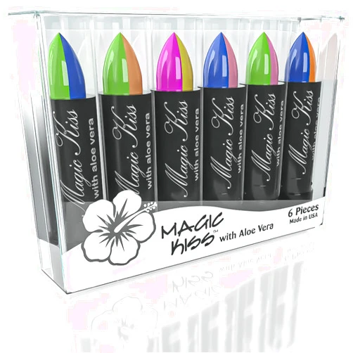Magic Kiss Pack of 6 Magic Kiss Color Changing Matte Lipstick set, Long Lasting Nutritious Lips Moisturizer Magic Temperature Color Change Lip Balm with Aloe Vera PH Lipstick Beauty Cosmetics Makeup MADE IN USA