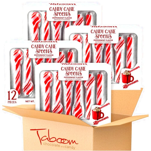 Taboom Peppermint Spoons Bulk – Pack of 48 Stunning Candy Cane Spoons – Perfect Christmas Candy – Delicious and Colorful Peppermint Candy – Ideal for Hot Chocolate on Christmas Eve