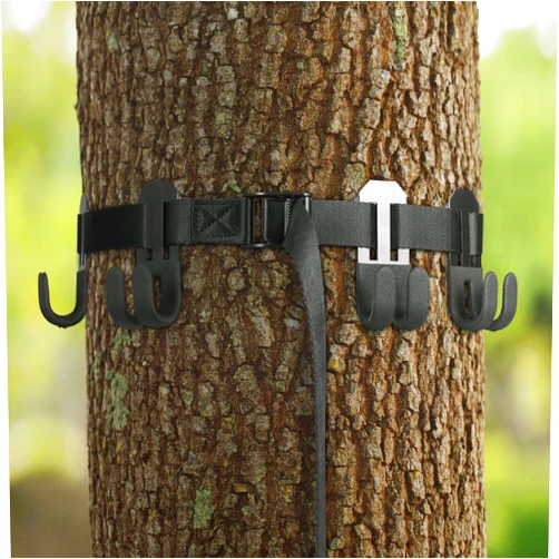 skiguard Treestand Strap Gear Hangers: Hunting Gear Multi-Hook Accessory Holder for Bow Hanger, Quiver, Binoculars, Tree Saddle, Tree Stand Accessories for Hunting, Bow Hangers for Tree Stand