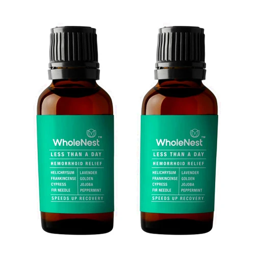 WholeNest Less Than A Day - Hemorrhoid Relief Essential Oil Serum - Hemorrhoids Treatment Oil for Rapid Relief from Swelling, Burning & Itching of Painful Hemorrhoids & Postpartum Fissures 2x15ml