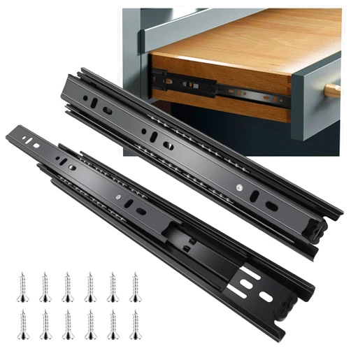 Sulawskys 10 inch Drawer Slides 1 Pairs (2pcs) Full Extension Ball Bearing Drawer Slides 3 fold Full Stretch Side Mount Drawer Slides 100 LB Capacity Drawer Slide 10