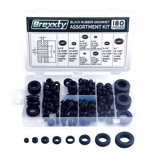 Brexxty 180 Pcs Rubber Grommets Kit in 8 Sizes – Drill Hole 1/4