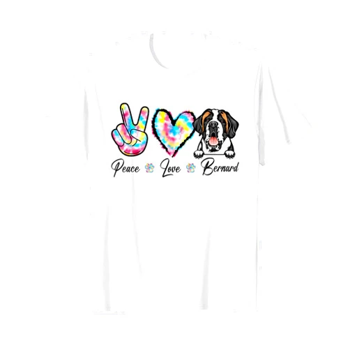 Peace Love Dog Tie Dye Color Gifts Matching Family Tie Dye Peace Love Bernard Dog Puppy Paw Lover T-Shirt
