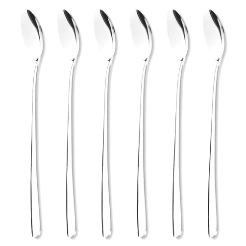 EasyKitchen HOHSCHEID Long Handle Iced tea Spoons, 8.2-Inch 18/10 Stainless Steel Coffee Stirrers Spoon, Ice Cream Spoon, Cocktail Stirring Spoons, Mixing Spoons Set of 6