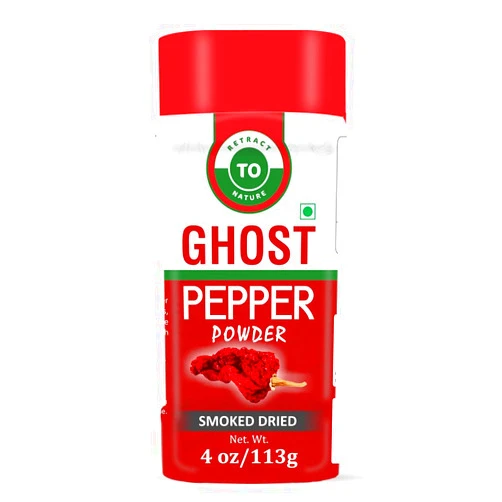 RETRACT TO NATURE Ghost Pepper Powder (Bhut Jolokia Chili) – 4 oz/113 gm, 100% Pure, Smoked, Hottest & Spicy Chili Powder, Add Unique, Delicious, Complex and Smoky Flavor to Your Favorite Dishes