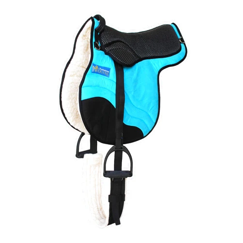 CHALLENGER Horse English Western Trail Fleece Padded Adjustable Bareback Saddle Pad Blue 39TS05