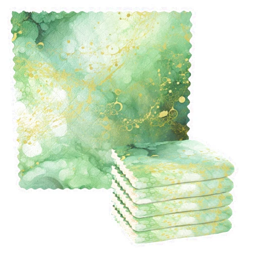 ALAZA Green Gold Marble 6 Pack Dish Towels, Absorbent Dishcloths Kitchen Cloth Reusable Dishtowels Washable Tea Towels Table Cleaning Cloths