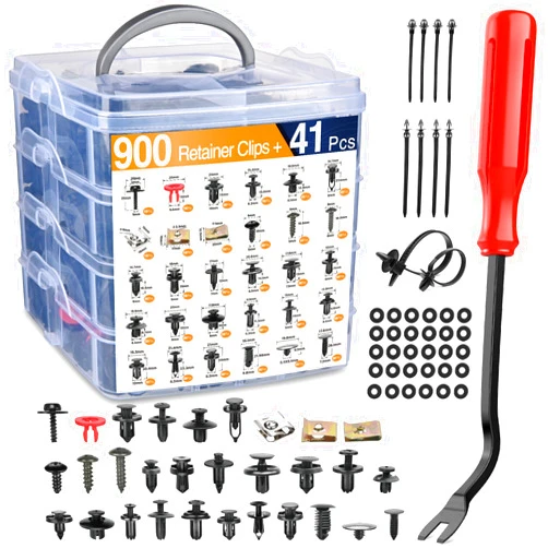 GOOACC 941Pcs Car Retainer Clips and Auto Body Fasteners Assortment-30 Most Popular Sizes Nylon Bumper Fender Rivets with 10 Cable Ties for Ford GM Toyota Honda Chrysler Benz Nissan, etc.