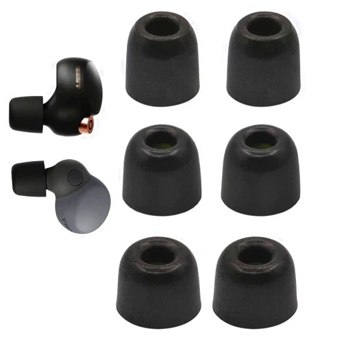 JNSA Replacement Memory Foam Ear Tips Noise Canceling Foam Ear Tip Compatible with Sony WF-1000XM4 / 1000XM5 Earbud Headphones, [Fit in Case],L/M/S 3 Size 3 Pairs,Black (Foam4XM4B3P)
