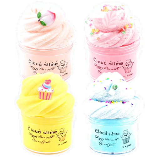 BeiyeiDei 4 Pack Cloud Slime Kit, Soft and Non-Sticky Funny Slime, Stress Relief Scented Slime Toy for Kids Education, Party Gift and Birthday Gift